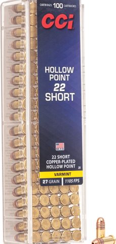 CCI 22 SHORT 27GR LEAD-HP - 1080FPS 100RD 50BX/CS