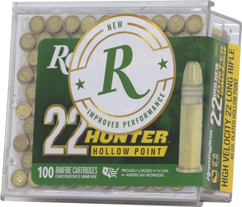 REMINGTON GOLDEN HUNTER 22LR - 40GR PLATED HP 100RD 50BX/CS