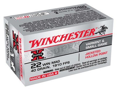 WINCHESTER SUPER-X 22WMR 40GR - JHP 1910FPS 50RD 40BX/CS