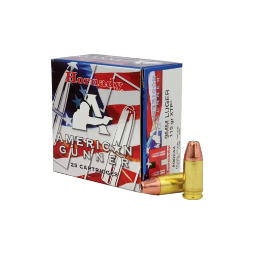 AMERICAN GUNNER AMMUNITION - 9MM, 115 GR, XTP, 1155 FPS, 25/BX