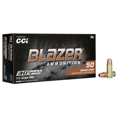 BLAZER AMMUNITION - 30 SUPER CARRY, 115 GR, FMJFN, 1150 FPS, 50/BX