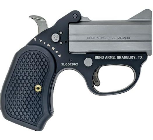 Bond Arms Stinger "Fireball" Handgun 22 Mag 2rd Capacity 3" Barrel Matte Stainless Steel with Black Grips