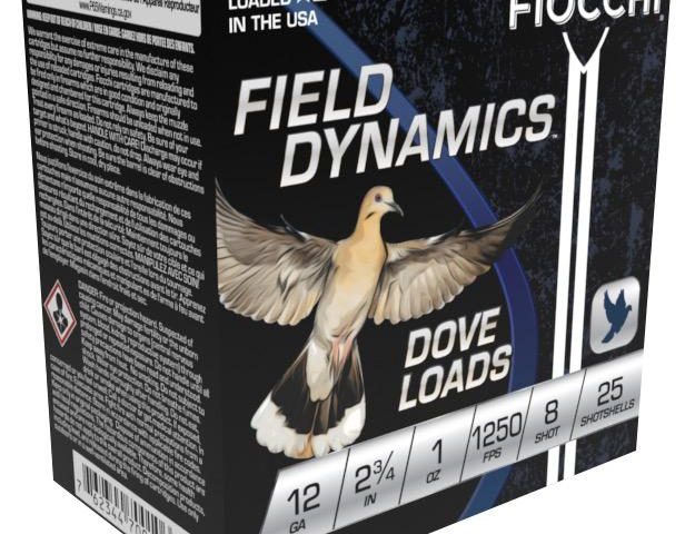 Fiocchi Field Dynamics Dove & Quail Shotshells 12ga 2-3/4" 1oz 1250 fps #8 25/ct