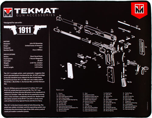 TEKMAT ARMORERS BENCH MAT - ULTRA 15"X20" 1911 BLACK
