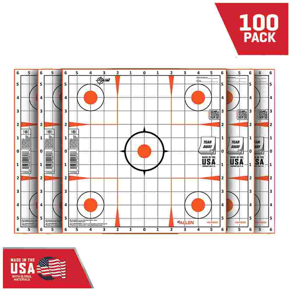 Allen EZ Aim Paper Targets 12" Peel Away Grid Orange and White 100 Pack